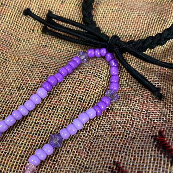 Handmade Jewelry 4 Hair w 2 Enhanced Beaded Strands in Shades of Purple - Picture 2 of 3